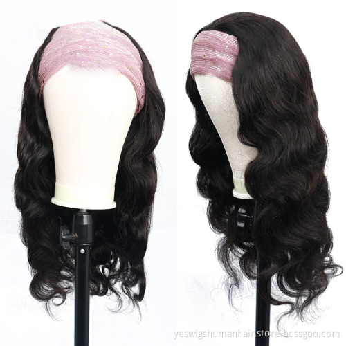 Cheap Selling Wholesale Fashion 150% Density With Headband Burmese human hair wig Body Wave Human Hair Wigs Undetectable Knots